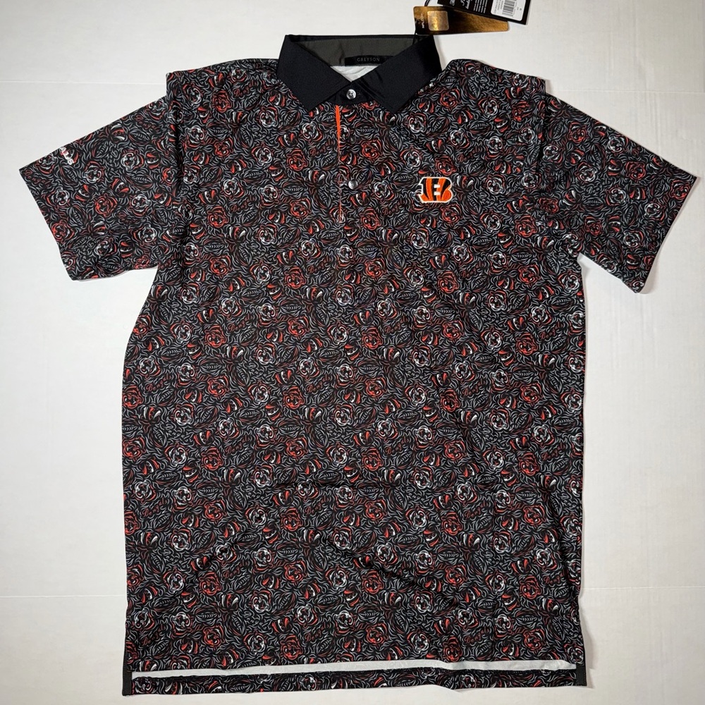 Greyson Black and Orange Patterned Polo Shirt